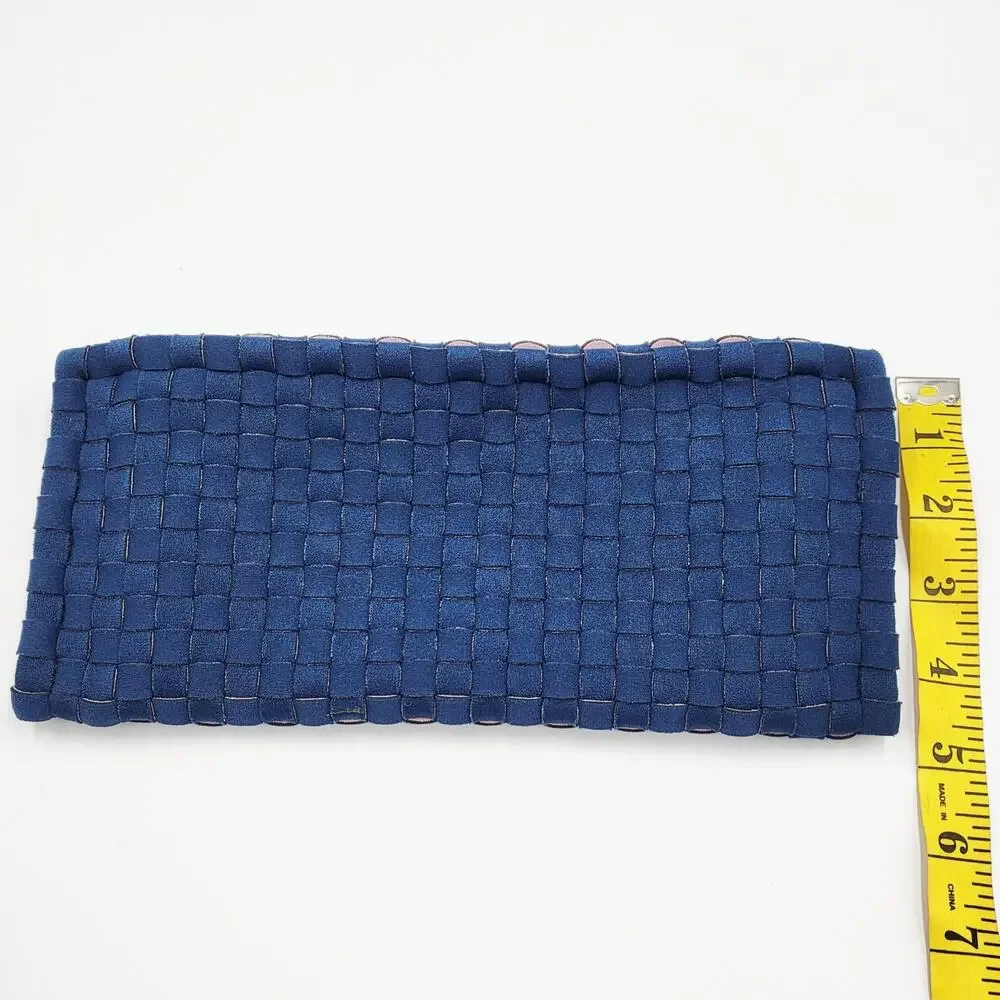 Leghila Blue Woven Neoprene Clutch Handbag Purse Multicompartment Made in Italy